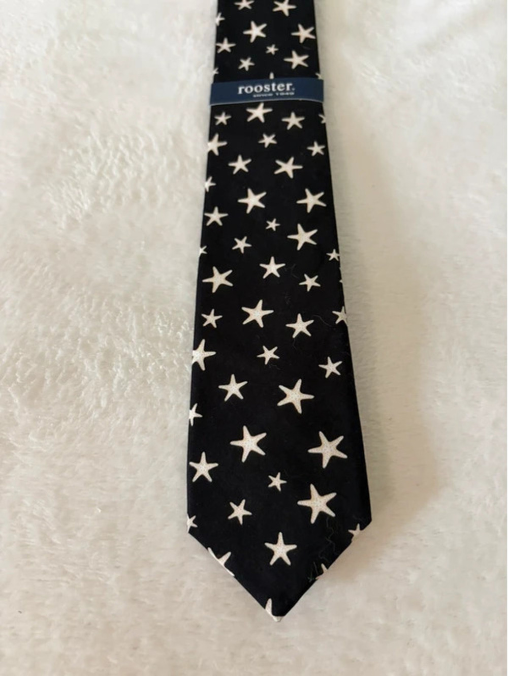 Rooster Tie Since 1949 Black Starfish Print NWT Nautical Beach Tie